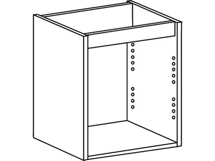 Croquis d’un caisson bas sous-évier de cuisine 700 × 450 × 580 mm