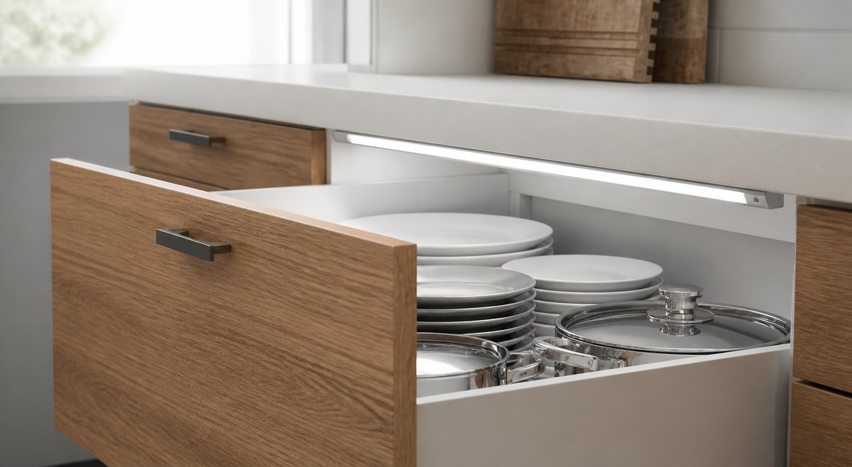 Éclairage intérieur tiroir / étagère, présentation des variantes disponibles