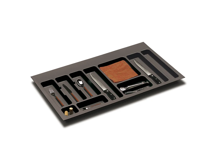 Tiroir à plat · Evolution · Range couverts gris orion · 1000 mm, vue du produit