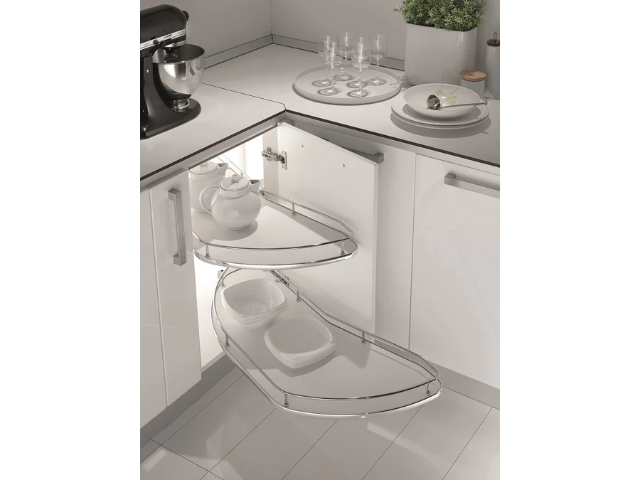 Coin design intérieur · Angle chromé brillant* · Plateaux sortie gauche · 450 mm, vue du produit