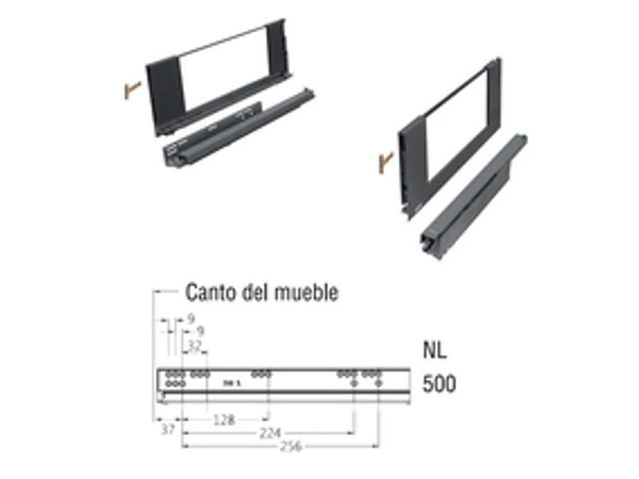 Tiroir à plat · Evolution Verre · Ensemble casserolier · 172 mm × 500 mm, vue du produit