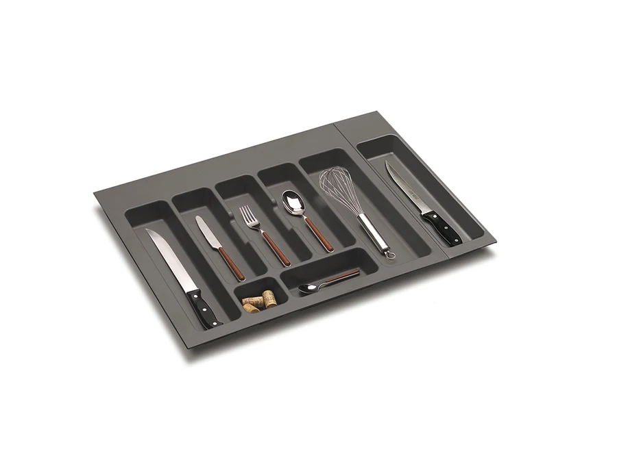 Tiroir à plat · Evolution · Range couverts gris orion · 700 mm, vue du produit