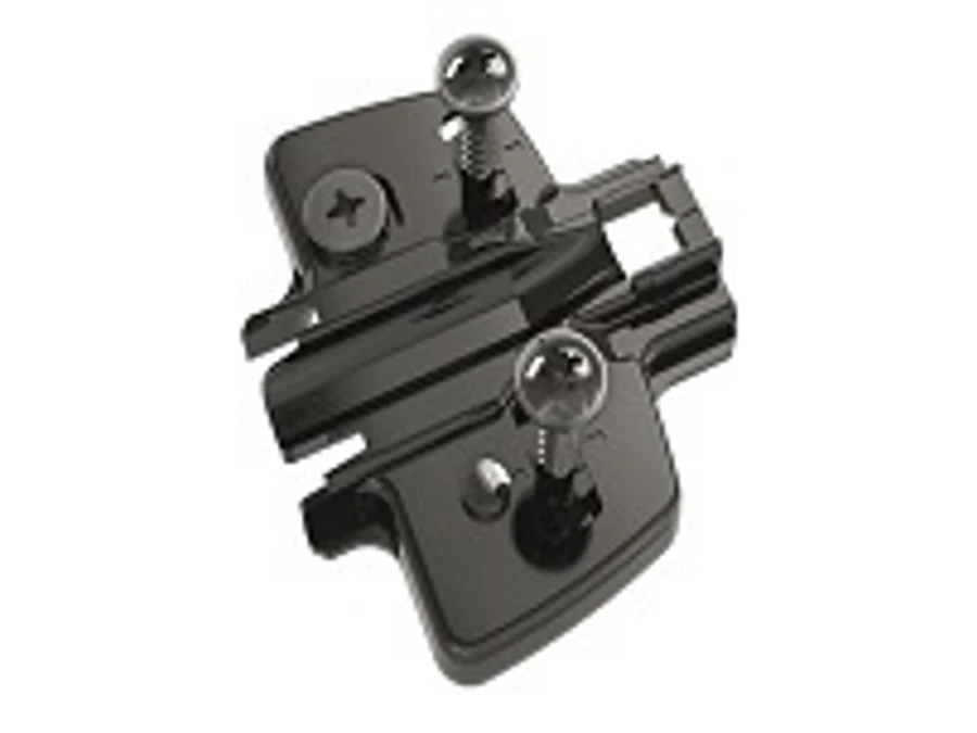 Charnière à plat · Hettich sensys · Embase excentrique hauteur 0 pour panneau de 19 mm noire, vue du produit