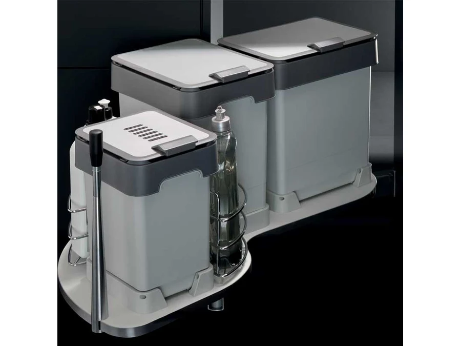 Recyclage · Poubelle angle borgne · Angle uniko réversible gris, vue du produit