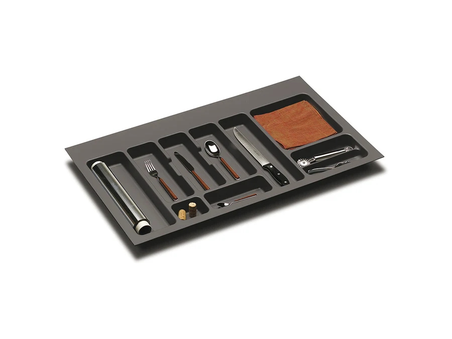 Tiroir à plat · Evolution · Range couverts gris orion · 900 mm, vue du produit