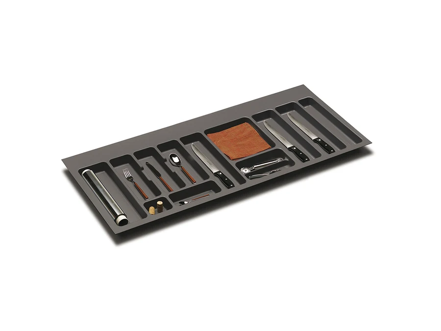 Tiroir à plat · Evolution · Range couverts gris orion · 1200 mm, vue du produit