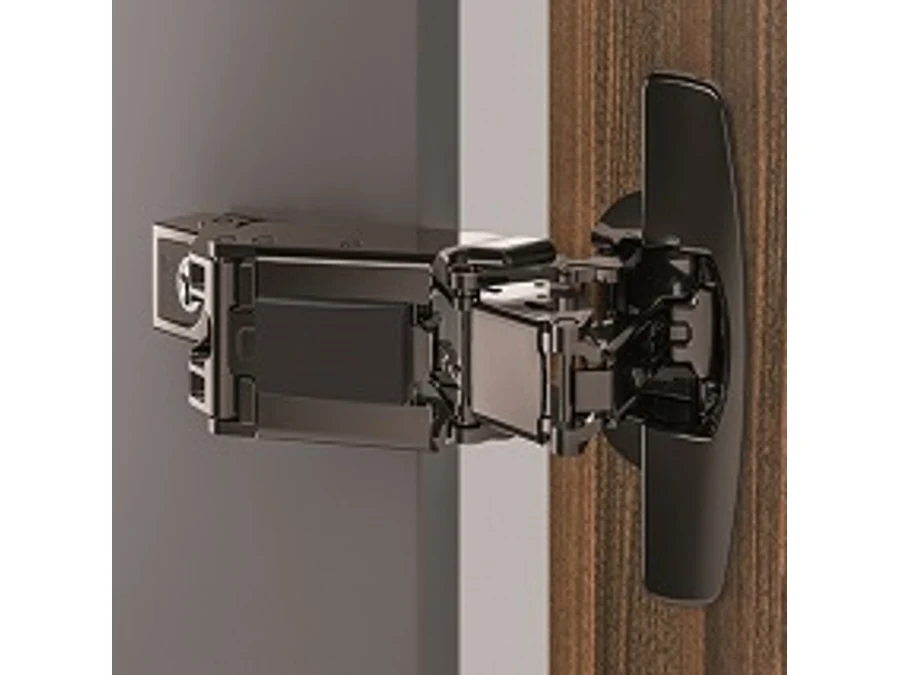 Charnière à plat · Hettich sensys · Charnière 165° d’angle angulaire noire, vue du produit