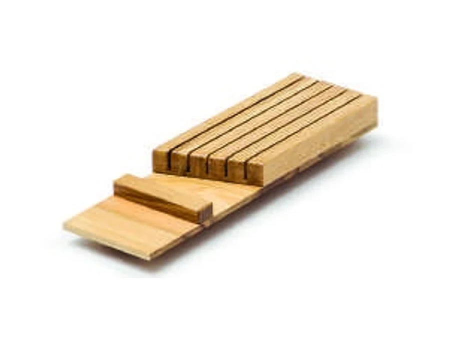 Range-couverts en bois · Evol. int. bicolor roble · Range-couteaux, vue du produit