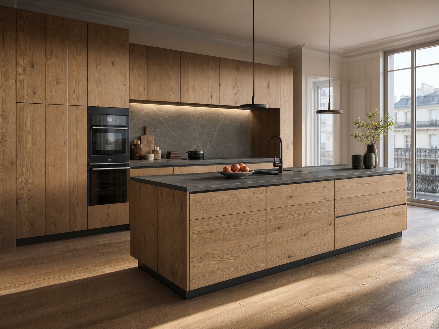 Cuisine en bois texturé