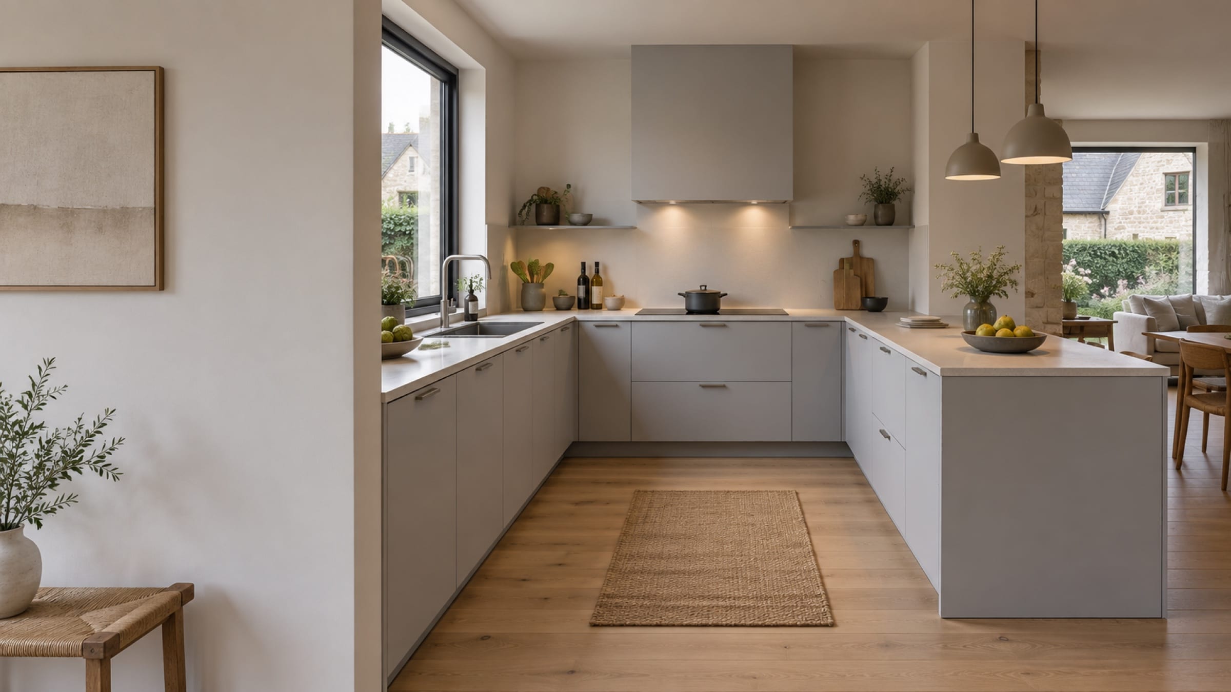 Cuisine blanche aux façades à cadre fin Quadro Slim