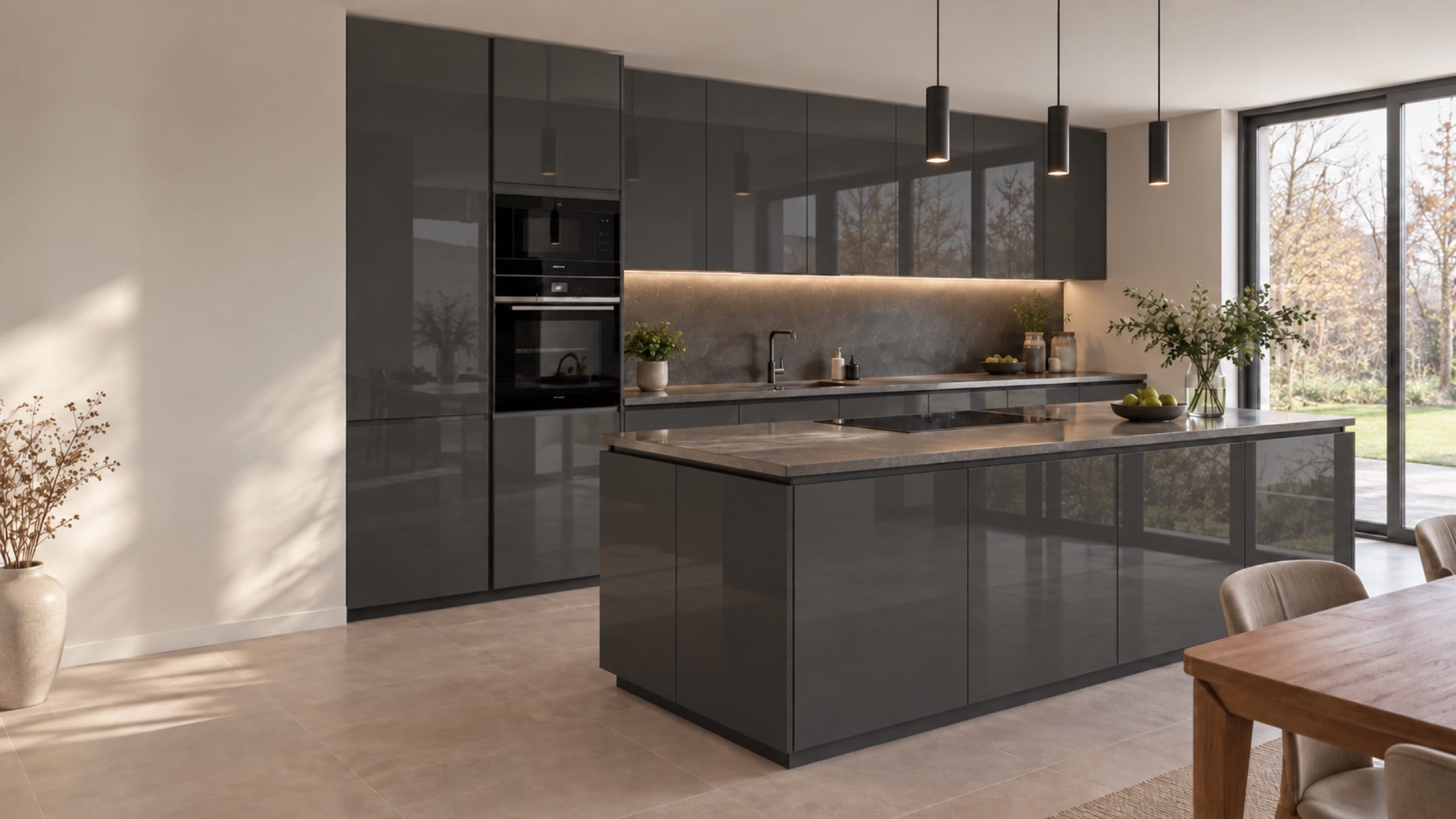 Cuisine moderne aux façades Luxe brillant Blanc