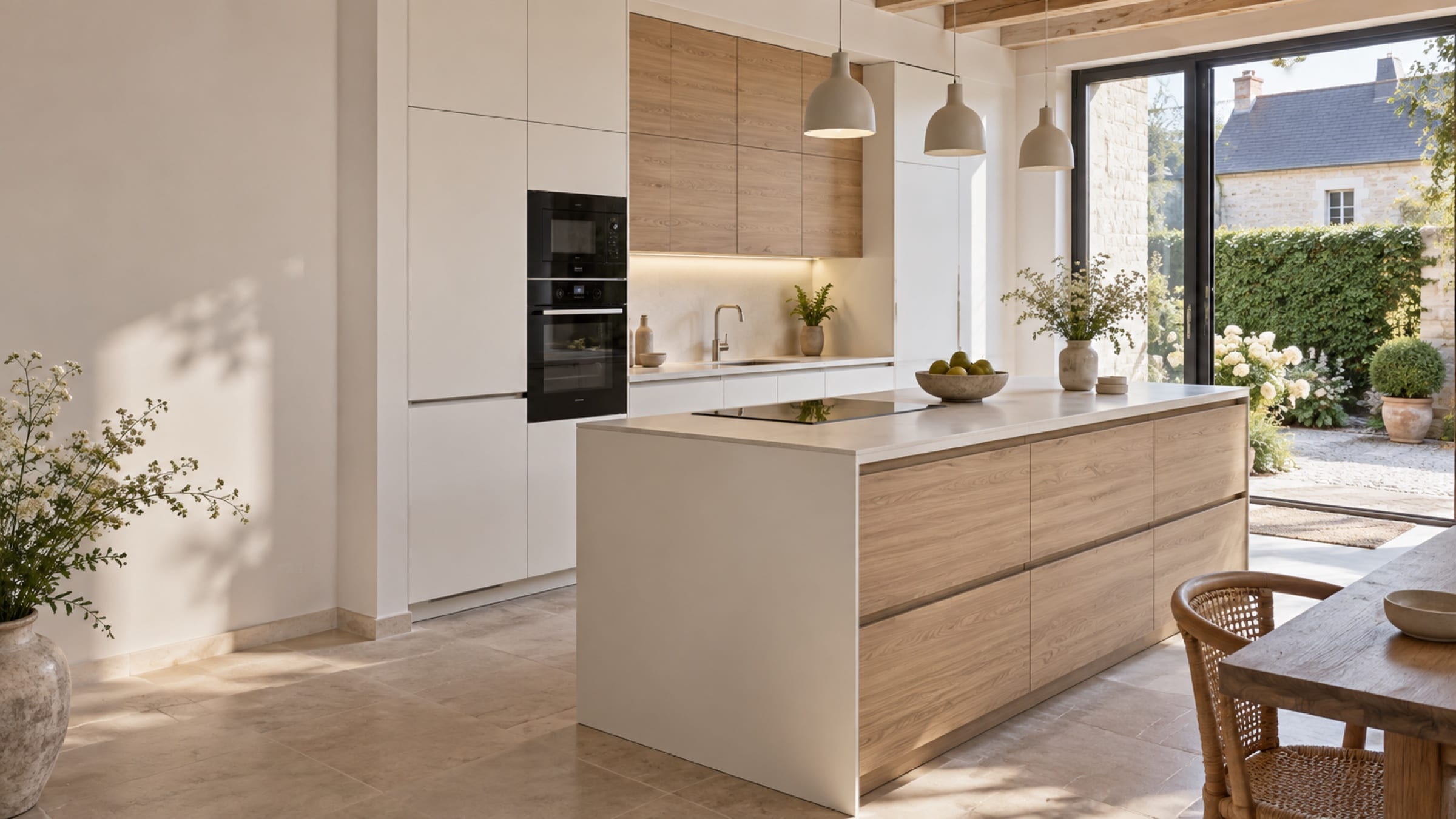 Cuisine scandinave aux façades Syncron Blanco Polar AV