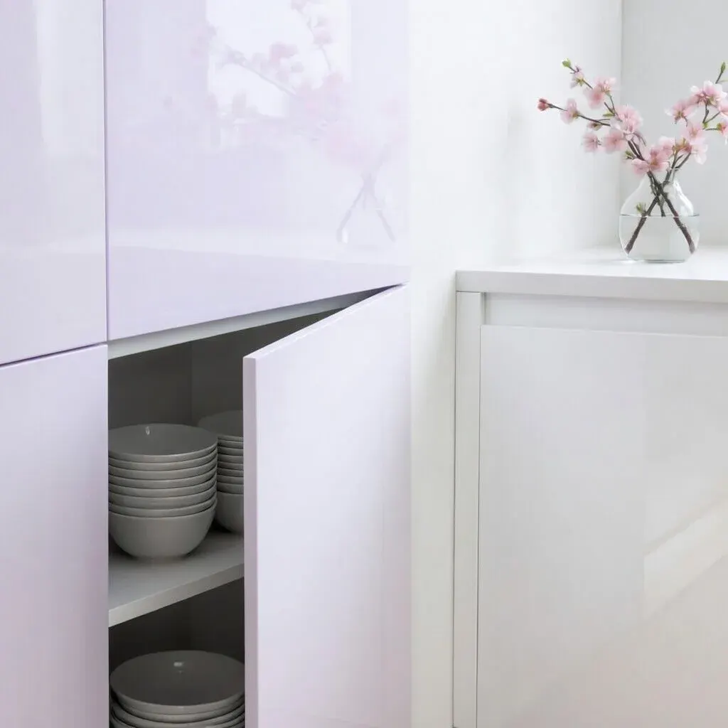 Portes de cuisine finition Luxe brillant, couleur blanc polaire