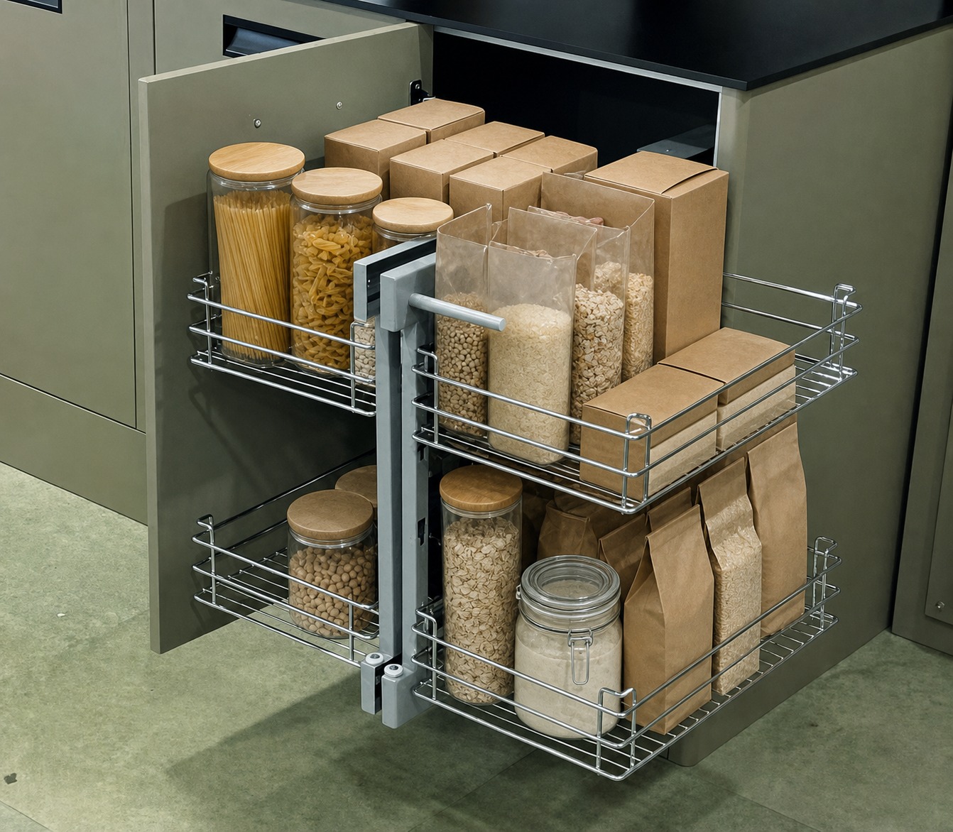 Retour d’angle optimisé dans une cuisine complète