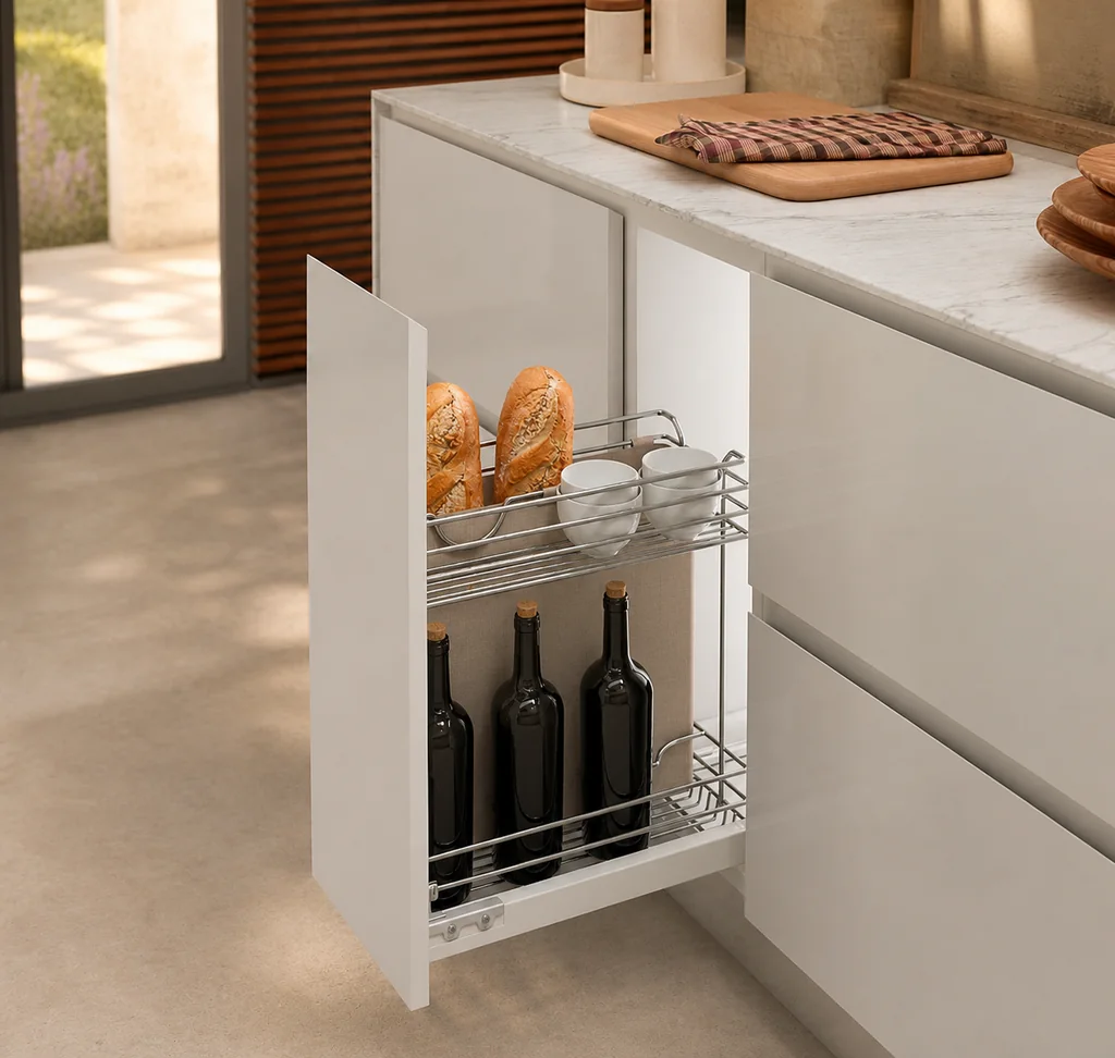 Colonne de cuisine équipée pour le rangement des bouteilles