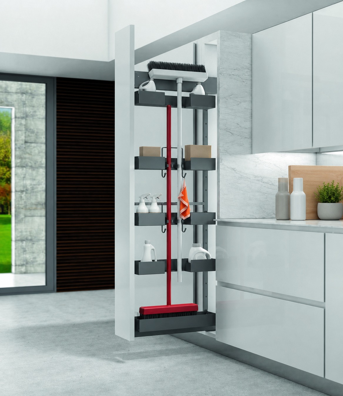 Colonne technique dans une cuisine complète